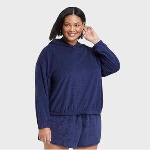 Navy Blue Women’s Hooded Sweatshirt  X 3X NWT